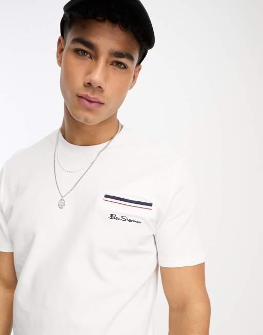 Ben Sherman short sleeve pocket tee in white