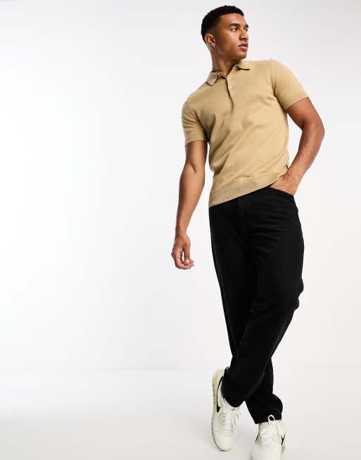 Black polo 2024 tan pants