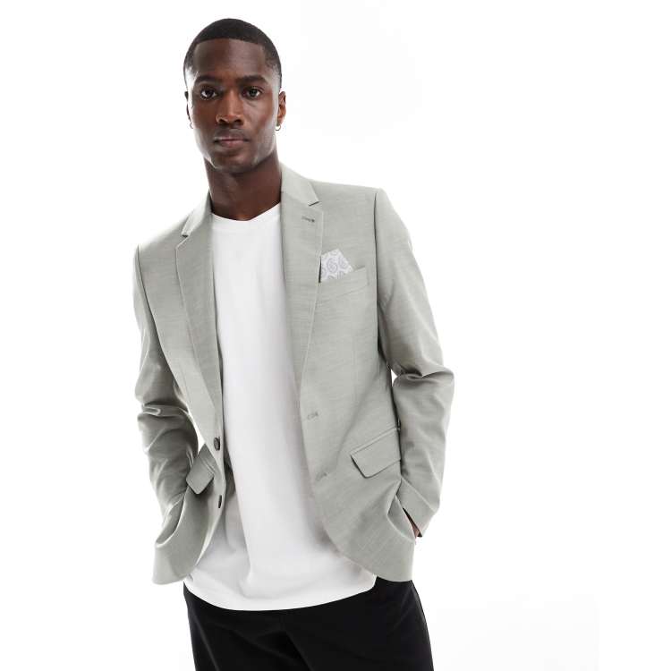 Ben Sherman single breasted suit jacket in sage ASOS