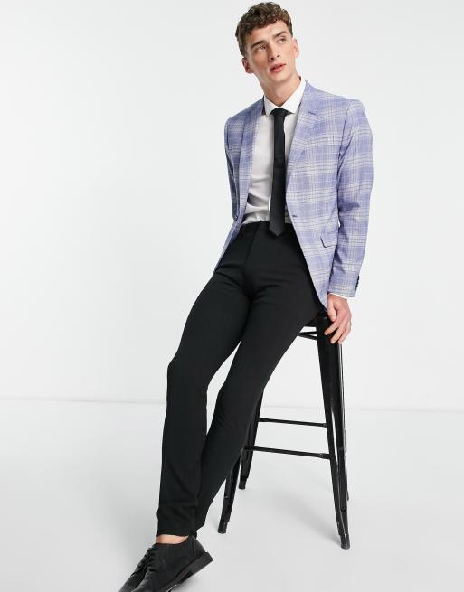 Ben Sherman skinny check suit jacket in blue, 4 of 4