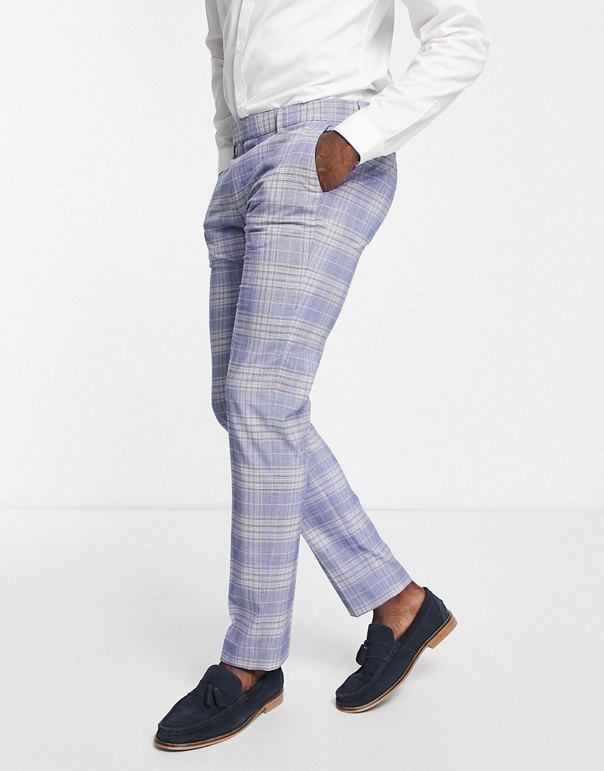 Ben Sherman skinny check suit trousers in blue