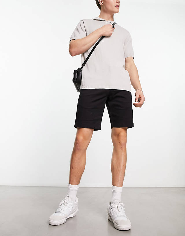 Ben Sherman - slim fit stretch chino short in black