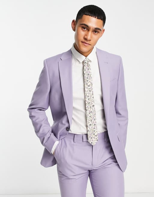 Ben Sherman slim suit jacket in lilac 