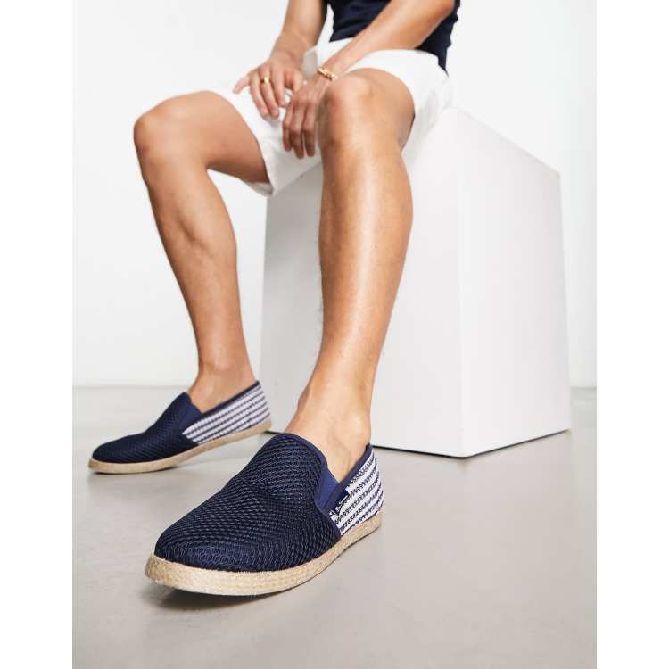 Ben Sherman slip on espadrille in navy contrast stripe | ASOS