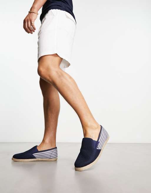 Ben Sherman slip on espadrille in navy contrast stripe | ASOS