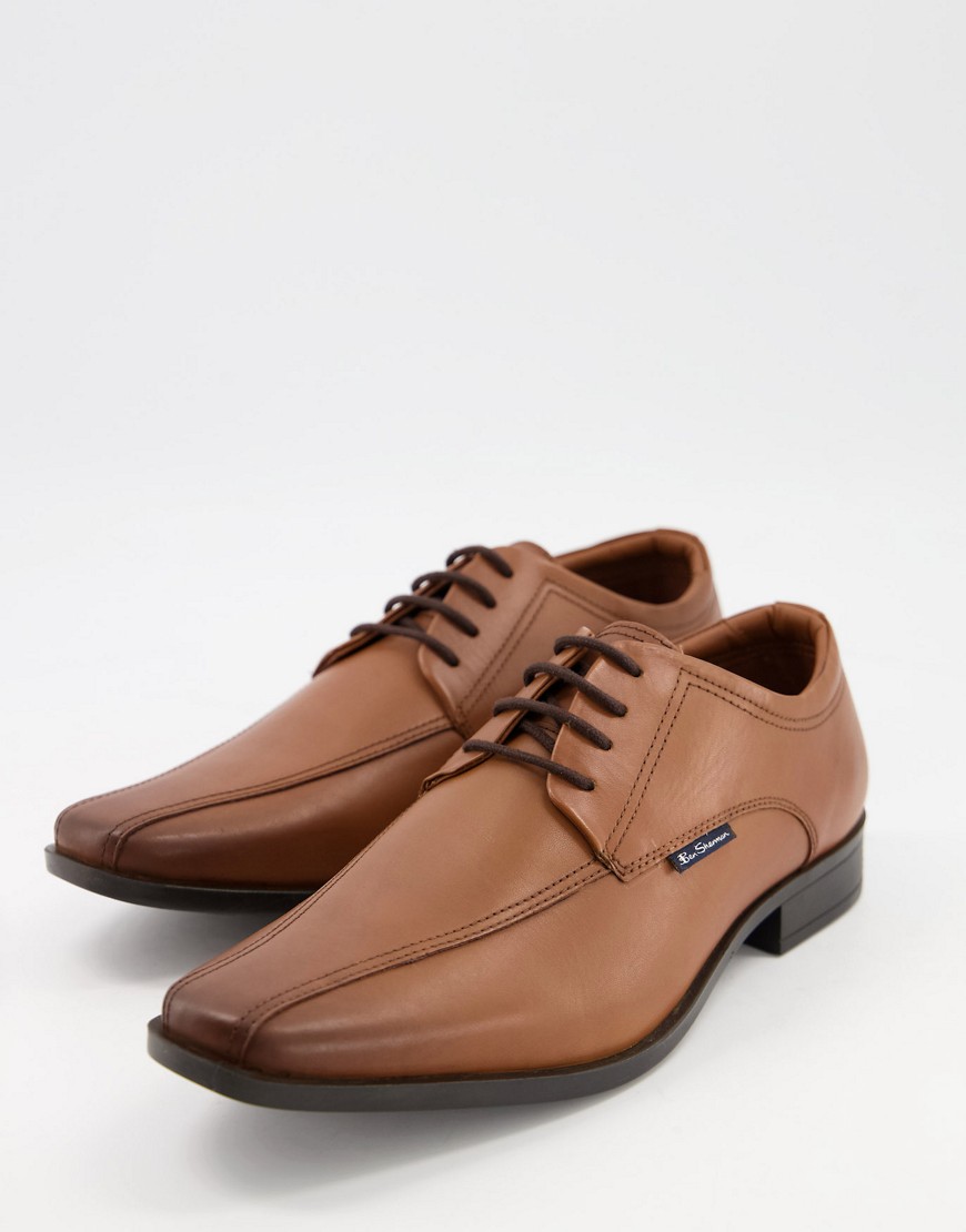 Ben Sherman smart derby leather lace up shoes in tan-Brown