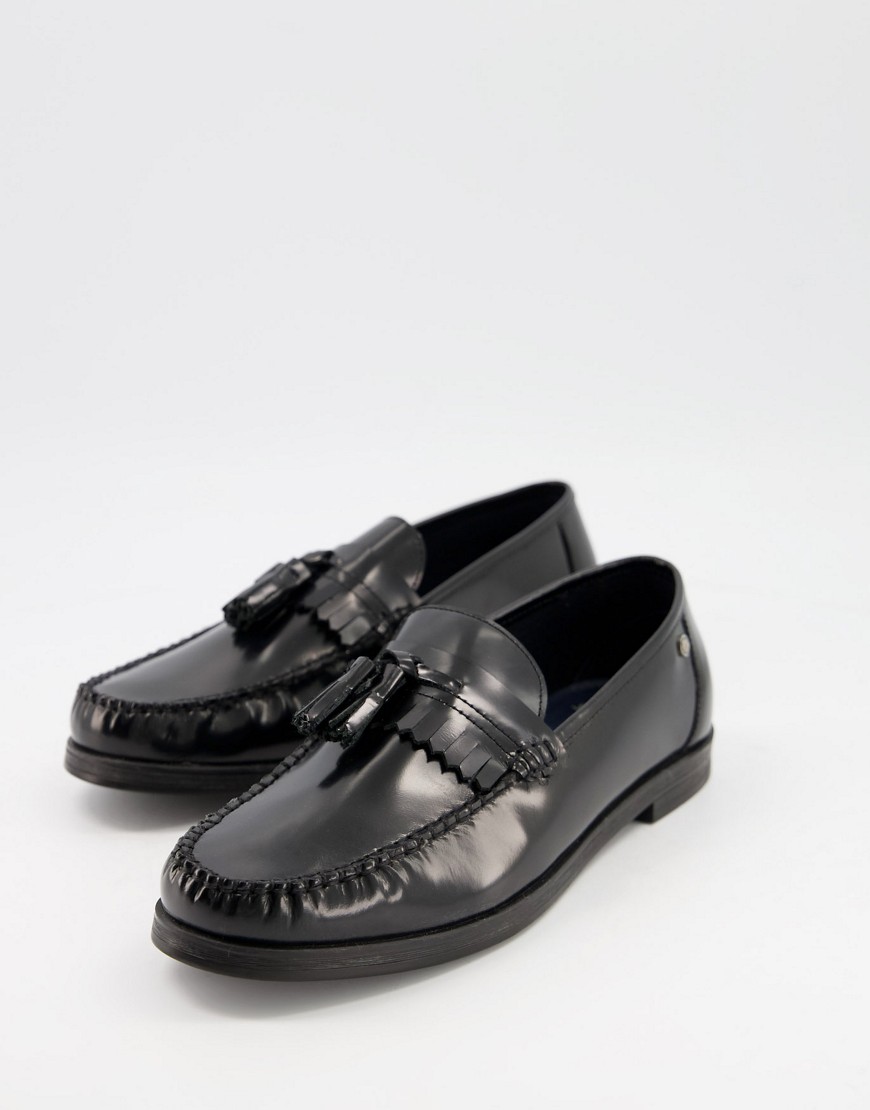 Ben Sherman smart leather tassel penny loafers in black