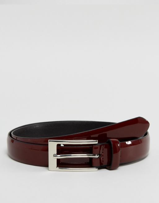 Ben Sherman Smart Skinny Belt In Burgundy Patent | ASOS