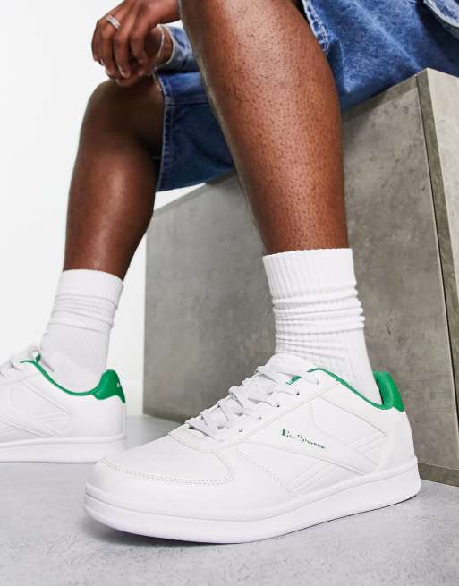 Ben Sherman - Sneakers minimal stringate bianche e verdi