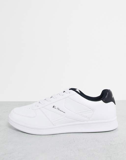 Ben Sherman - Sneakers stringate minimal bianche e blu navy