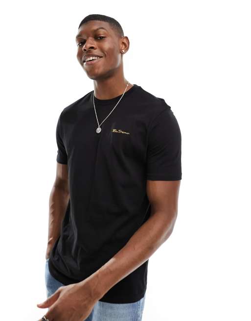 Ben Sherman - Sort og broderet T-shirt