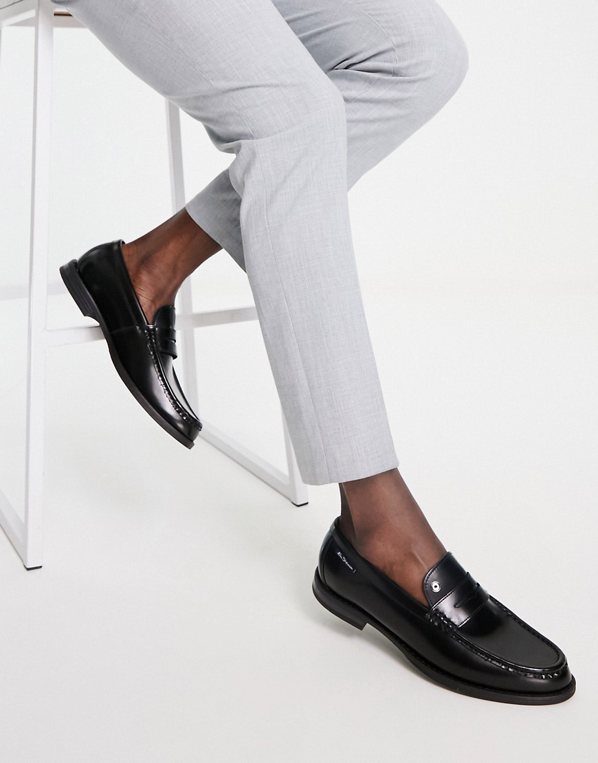 ben sherman - sorte elegante penny-loafers i læder