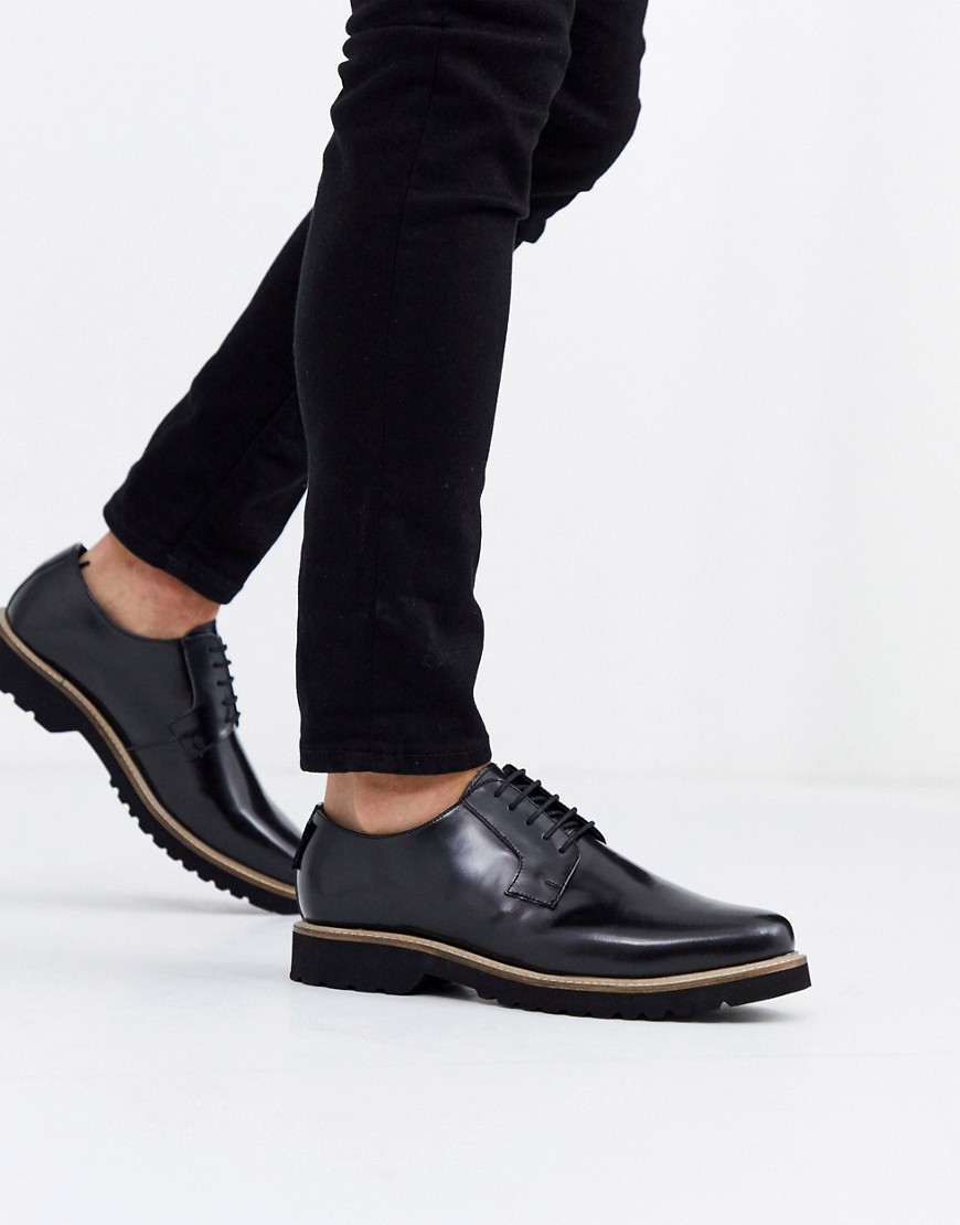 Ben Sherman - sorte sko med snørebånd og chunky sål