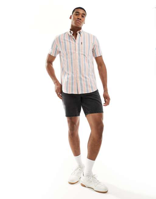 Ben Sherman - Stribet Oxford-skjorte med korte ærmer i lyserød, 3 af 4