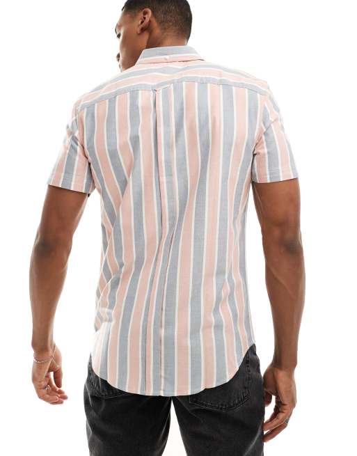 Ben Sherman - Stribet Oxford-skjorte med korte ærmer i lyserød, 4 af 4