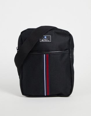 Ben Sherman stripe crossbody bag in black