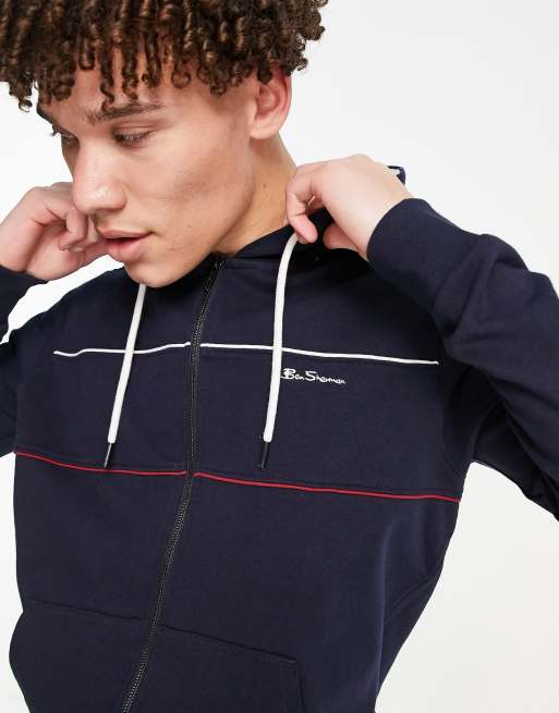 Ben Sherman stripe panel zip thru hoodie | ASOS