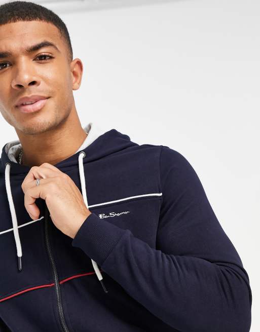 Ben Sherman stripe panel zip thru hoodie