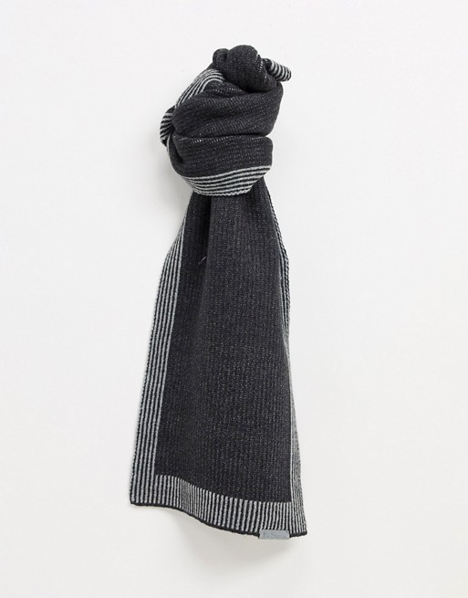 Ben Sherman stripe scarf in black