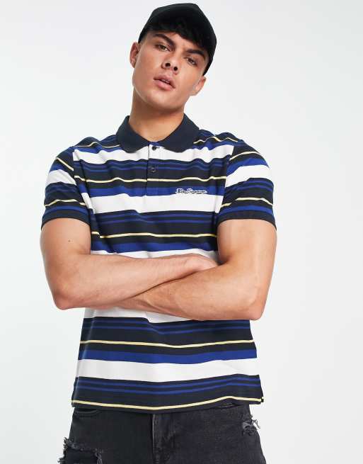 Ben Sherman striped polo in navy & white