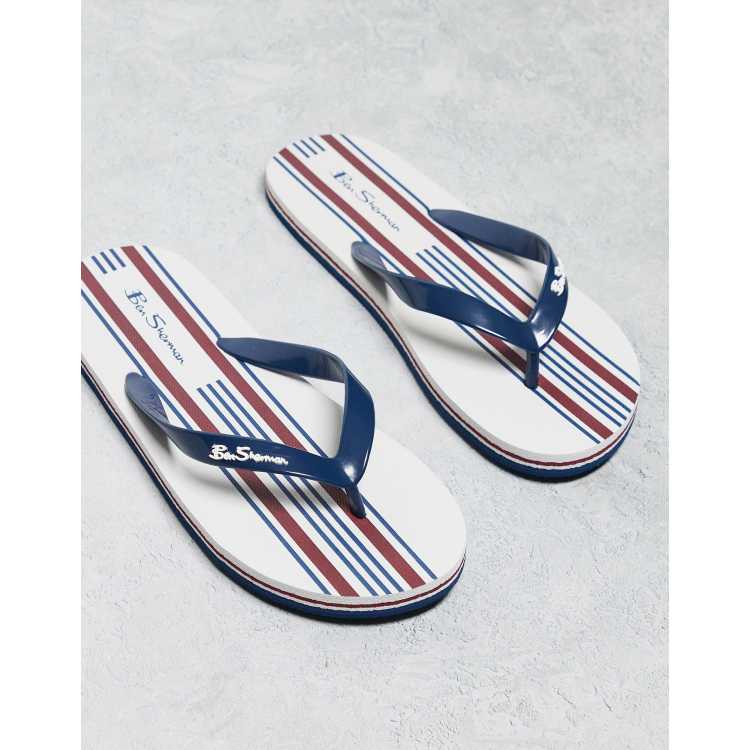 Ben Sherman striped print flip flops in multi