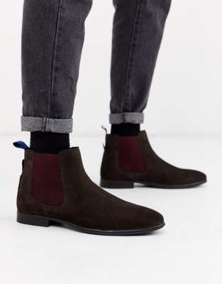 Ben Sherman suede chelsea boot in brown