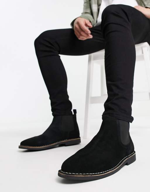 Botanist dodelijk Versnellen Ben Sherman - Suède chelsea boots in zwart | ASOS