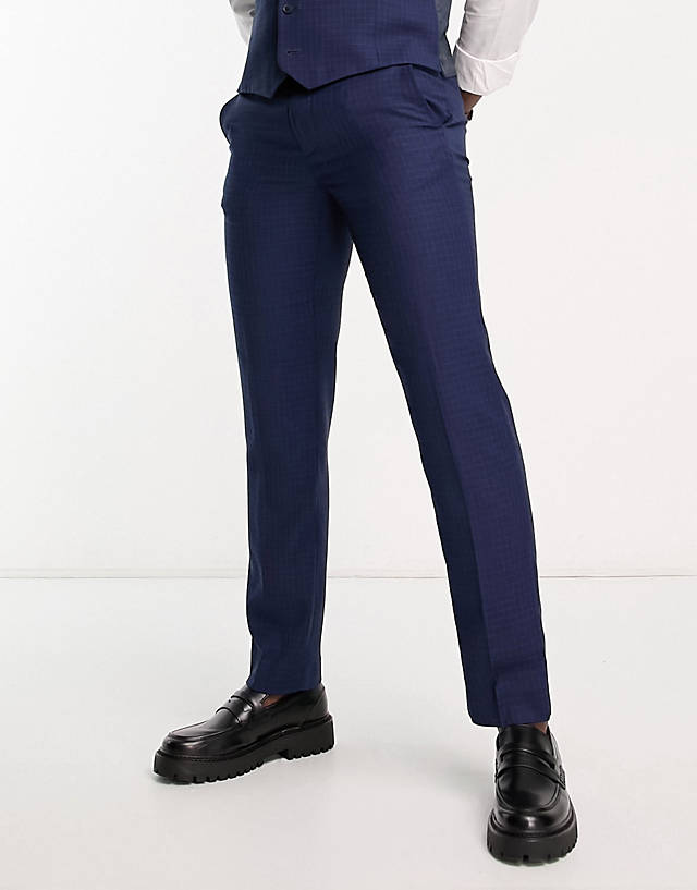 Ben Sherman - suit trousers in navy check