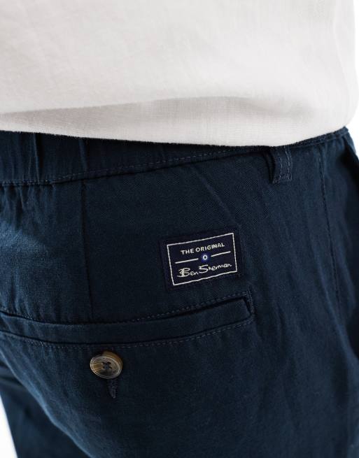 Ben Sherman – Svarta, avsmalnande, smala byxor i bomull-linnemix, 5 av 5