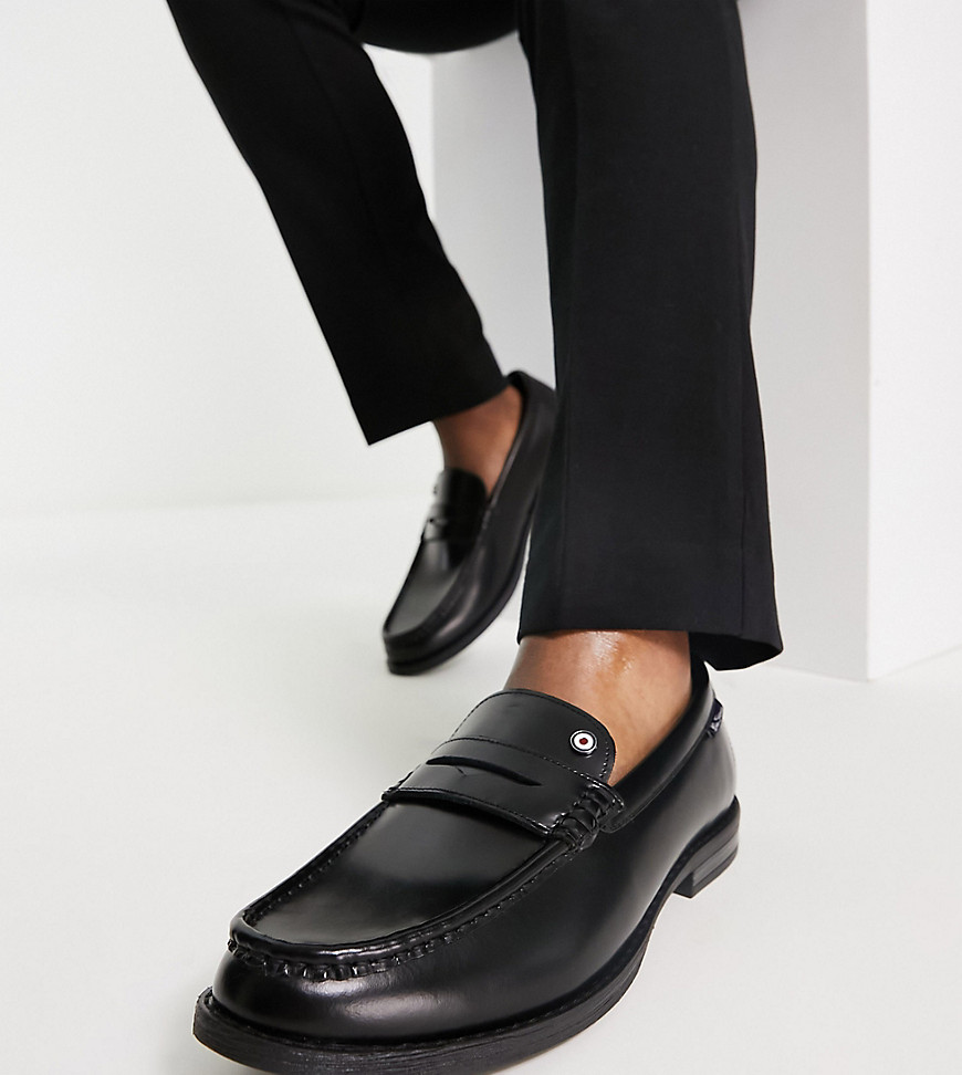 ben sherman - svarta fina loafers i läder och penny-stil-svart/a