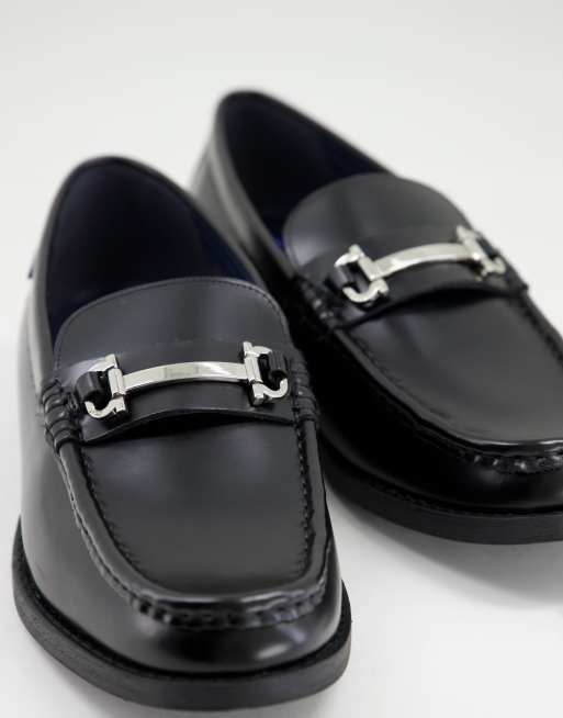 Ben Sherman – Svarta loafers i läder med bred passform och metalldetalj, 4 av 4