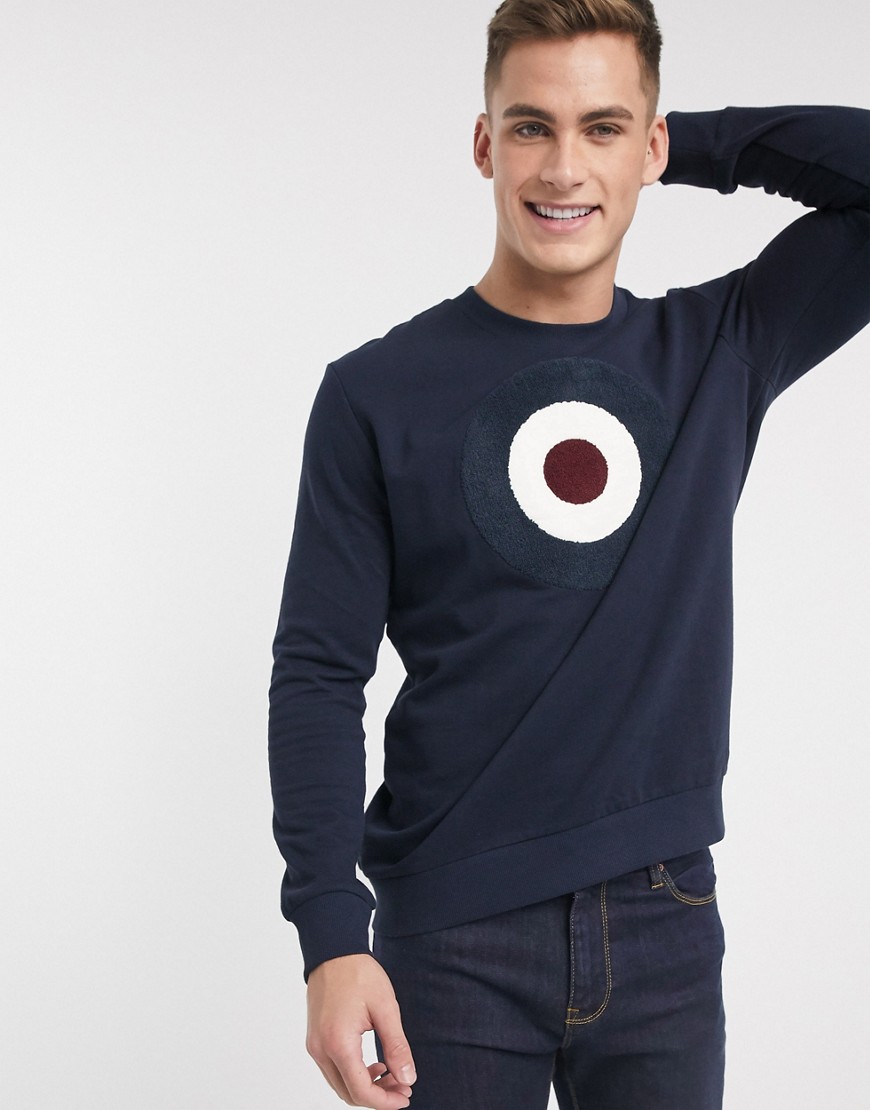 Ben Sherman – Sweatshirt med flockad Target-logga-Marinblå