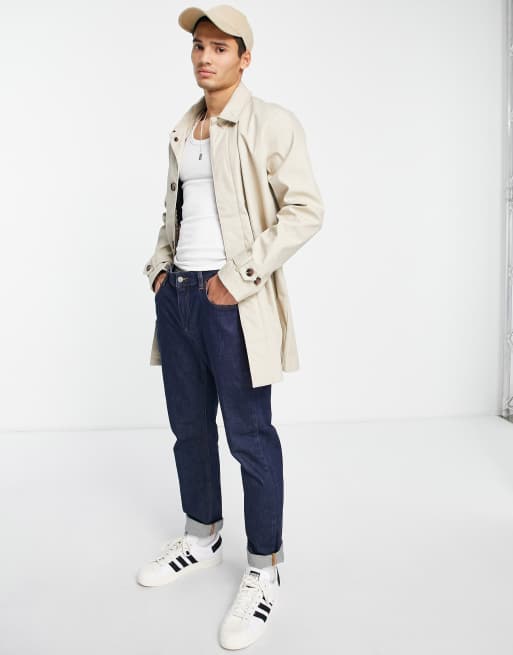Ben Sherman – Szarobeżowy bawełniany płaszcz przeciwdeszczowy