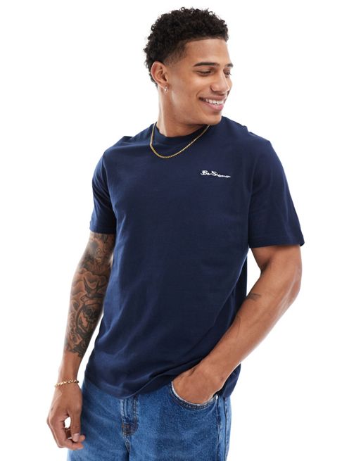 Ben Sherman - T-shirt met korte mouwen en borduursel in marineblauw