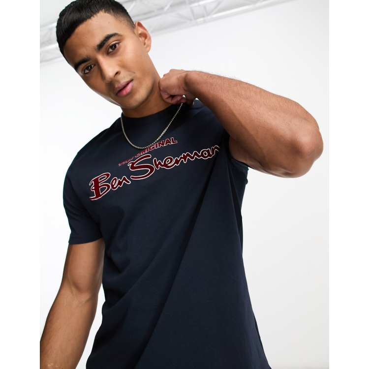 Ben Sherman T shirt met korte mouwen en logo in marineblauw ASOS