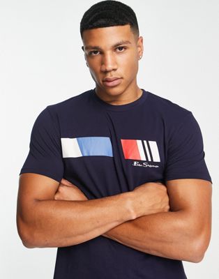 Ben Sherman retro stripe print t-shirt in navy - ASOS Price Checker
