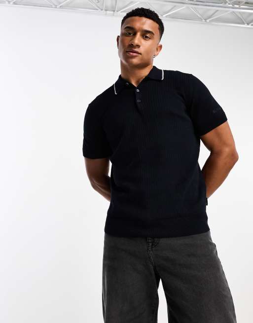 Ben Sherman textured polo top in navy | ASOS