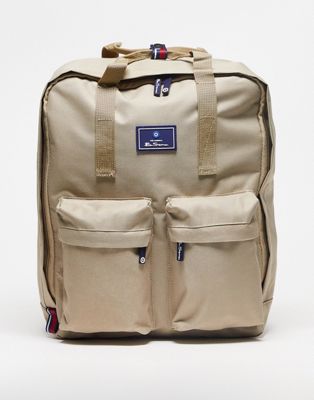 Ben Sherman top handle backpack in khaki