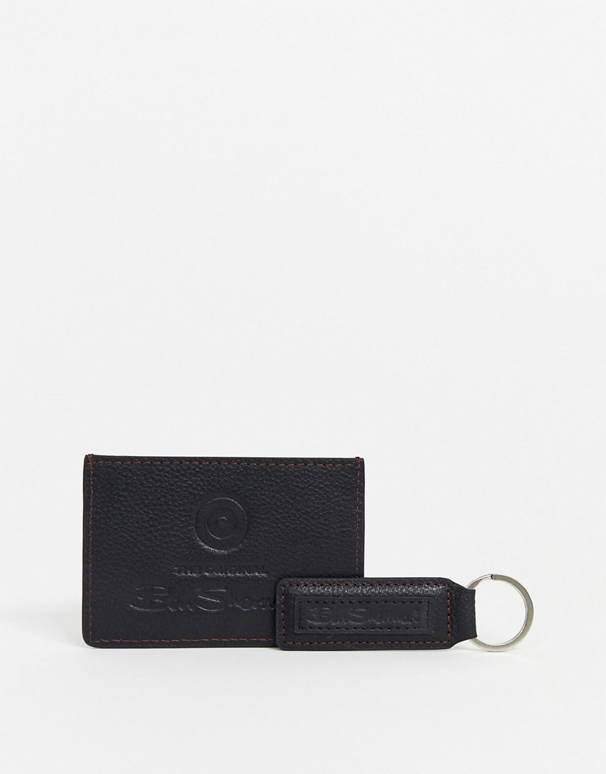 Ben Sherman travis leather wallet and keyring set-Black