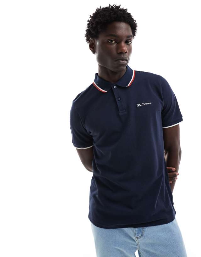 Ben Sherman - twin tipped polo in dark navy