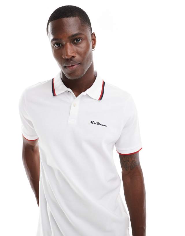 Ben Sherman - twin tipped polo in white