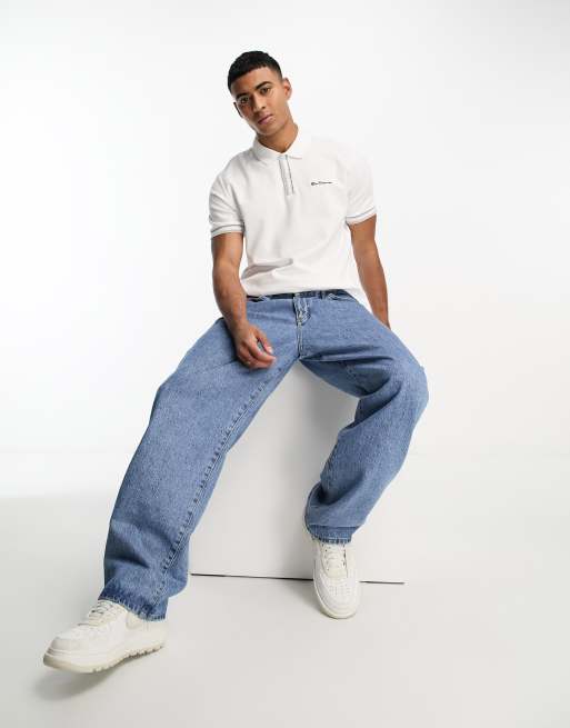 Ben Sherman twin tipped polo jersey polo top in white, 3 of 4