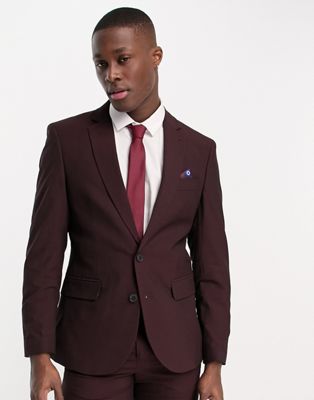 Ben Sherman wedding suit jacket in burgundy - ASOS Price Checker