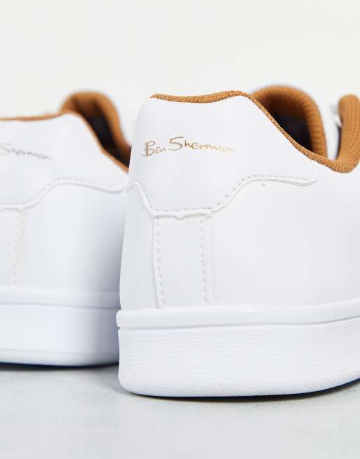 Ben Sherman – Vita och beige minimalistiska sneakers med snörning, 2 av 4