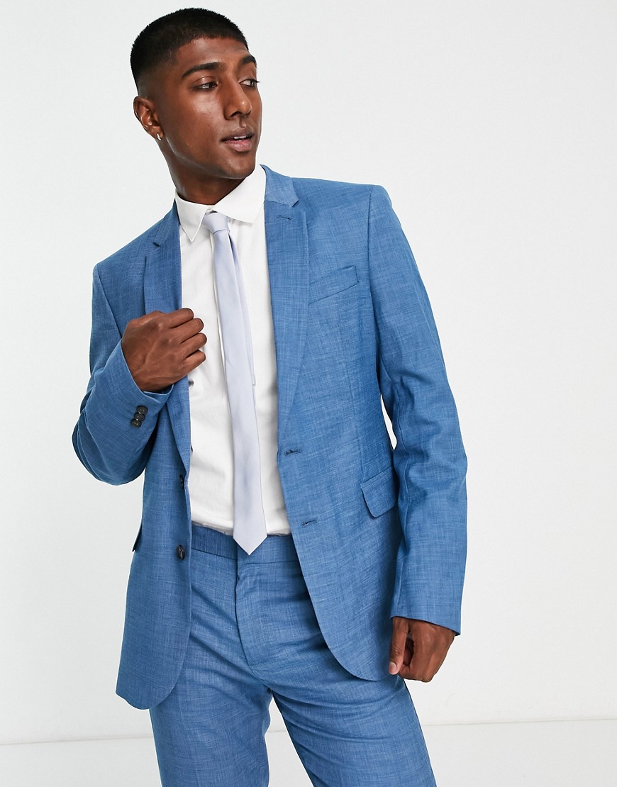 Ben Sherman wedding plain slim fit suit jacket in blue
