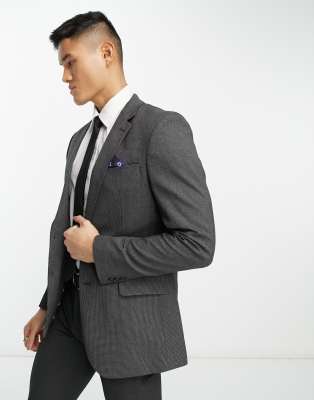 Ben Sherman wedding suit jacket in black check