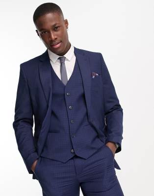 Ben Sherman wedding suit jacket in navy check