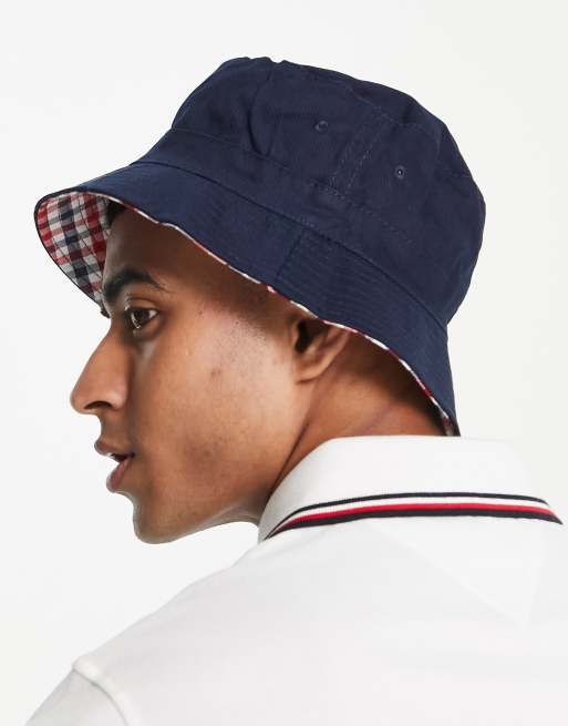 Ben Sherman – Wendbarer Anglerhut mit Vichy-Karomuster in Marineblau, 2 von 4