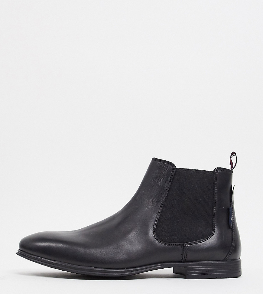 Ben Sherman wide fit chelsea boots in black leather