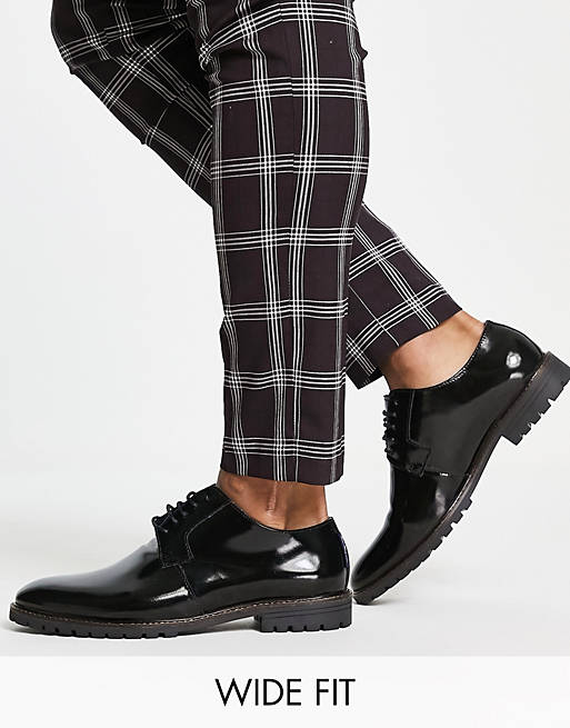 Wide fit chunky leather lace up brogues in Asos Men Shoes Flat Shoes Brogues 
